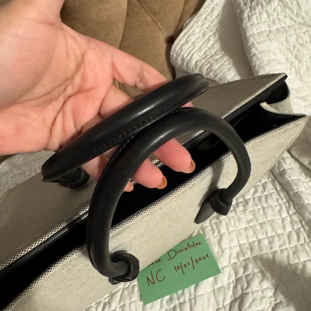 Celine Black/Cream Canvas and Leather Tie Tote - Picture 6 of 13